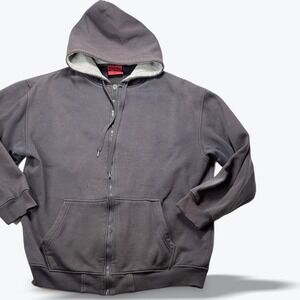 Vintage Second Skin Thrashed Sun Faded Waffle Lined Zip Hoodie Black XL Grunge
